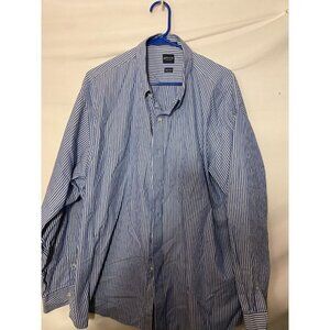 Arrow Mens Stripe Long Sleeve Button UP Shirt Blue Mens Big Tall 18 18.5